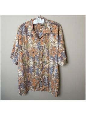 Tori Richard Hawaiian Shirt Men 2XL Orange Tiki Kitschy Retro Resort Cotton Lawn